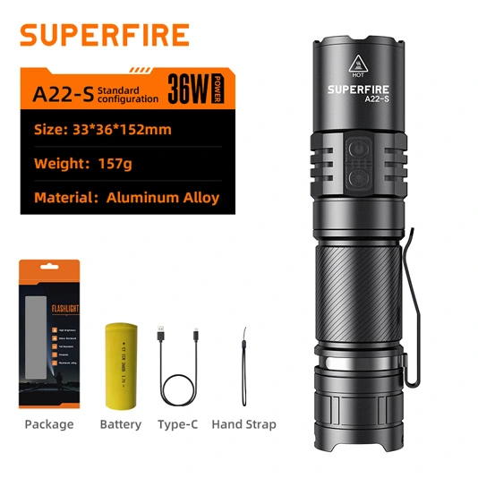 SUPERFIRE A22-S IP43 su geçirmez zumlanabilir kartal göz feneri