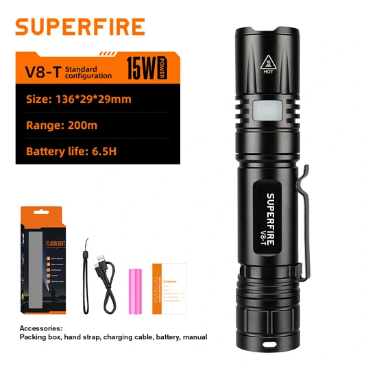 SUPERFIRE V8-T cep Zoom el feneri SOS meşale ışığı
