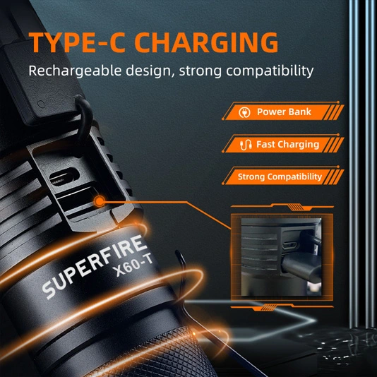 SUPERFIRE X60-T 2000 lümen zumlanabilir LED el feneri