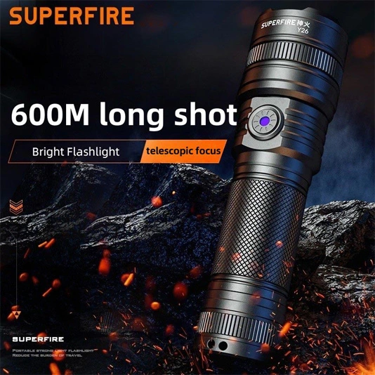 SUPERFIRE Y26 2000 lümen teleskopik odak yakınlaştırılabilen el feneri
