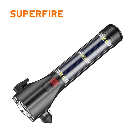 SUPERFIRE D30 güneş şarj edilebilir çok fonksiyonlu el feneri