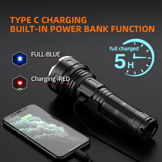 SUPERFIRE R3-P90 2000 lümen 36w güç bankası şarj edilebilir el feneri