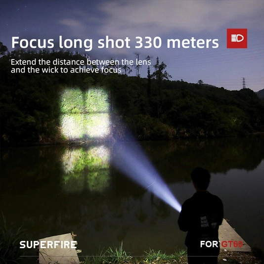 SUPERFIRE GT60 1680 lümen yakınlaştırma yüksek güç el feneri