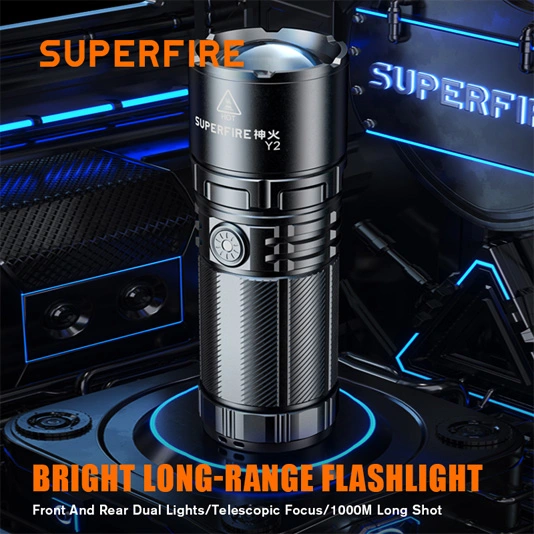 SUPERFIRE Y2 1355 lümen yüksek güç uzun mesafe el feneri şarj edilebilir