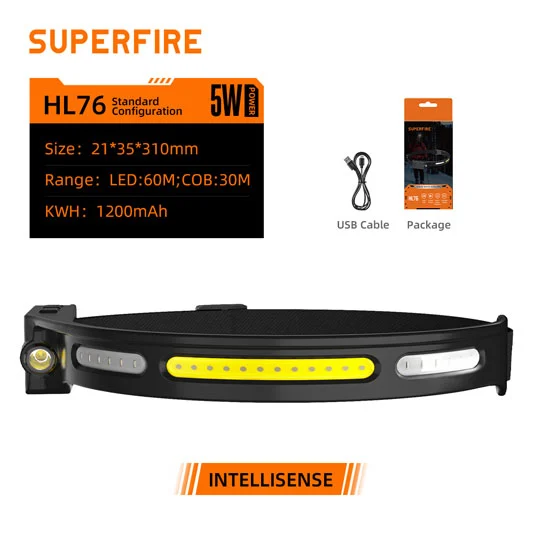 SUPERFIRE HL76 şarj edilebilir Cob LED far