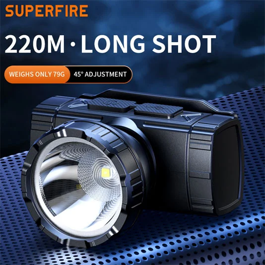 SUPERFIRE HL96 USB şarj uzun menzilli far