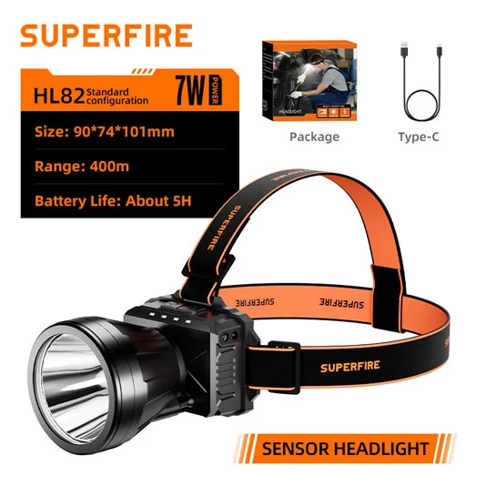 SUPERFIRE HL82 hareket sensörü şarj edilebilir far