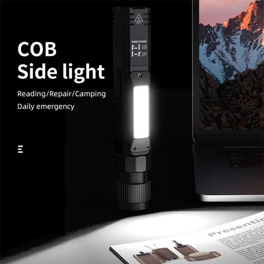 Manyetik taban ile SUPERFIRE G19 çok fonksiyonlu şarj edilebilir COB çalışma ışığı