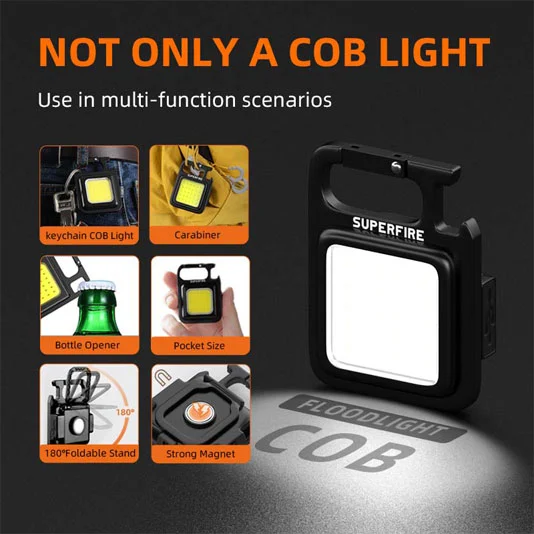 SUPERFIRE MX16 COB anahtarlık çalışma ışığı