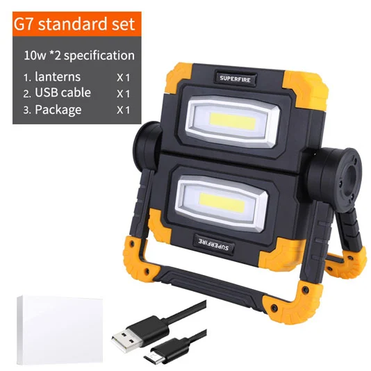SUPERFIRE G7 güç sanayi şarj edilebilir COB su geçirmez LED taşınabilir çalışma ışığı