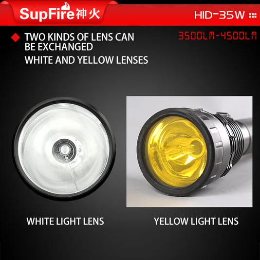 SUPERFIRE HID 35W 3500 lümen küçük HID Xenon el feneri