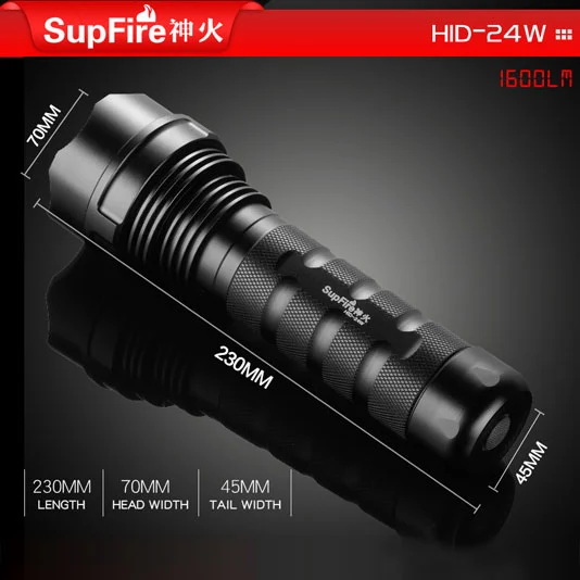 SUPERFIRE 24W 1600 lümen Xenon el feneri sakladı
