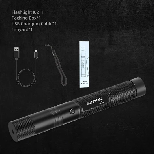 Lazer Pointer ile SUPERFIRE J02 küçük LED şarj edilebilir el feneri
