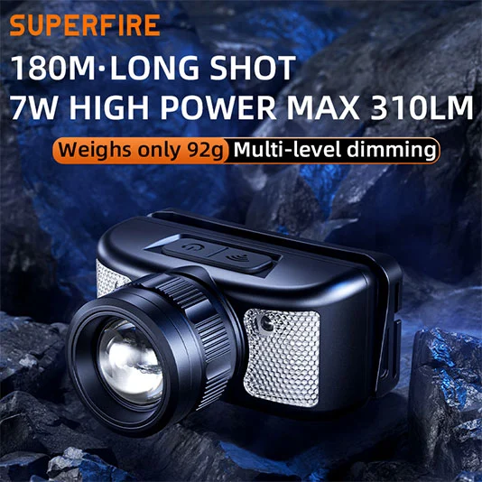 Beyaz ve kırmızı ışık ile SUPERFIRE HL91 310 lümen far