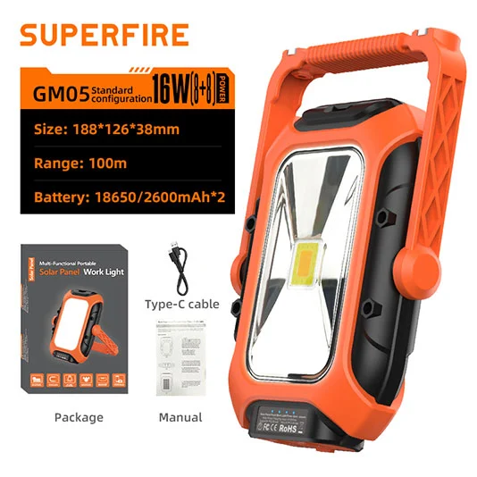 SUPERFIRE GM05 güneş manyetik çalışma ışığı