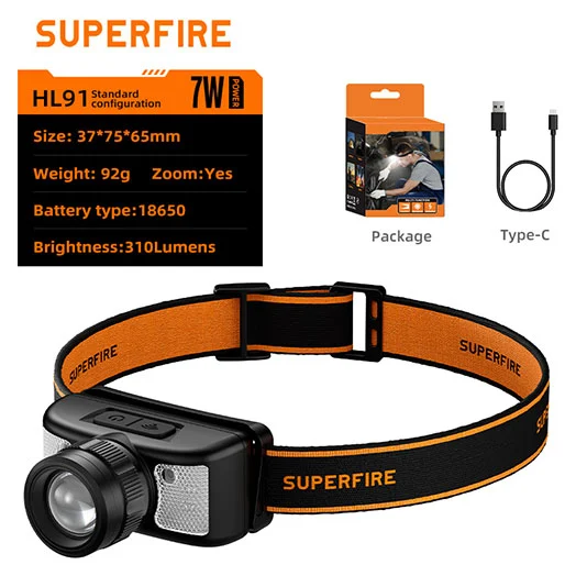 Beyaz ve kırmızı ışık ile SUPERFIRE HL91 310 lümen far