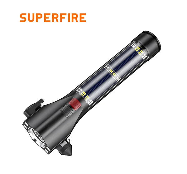 SUPERFIRE D30 güneş şarj edilebilir çok fonksiyonlu el feneri