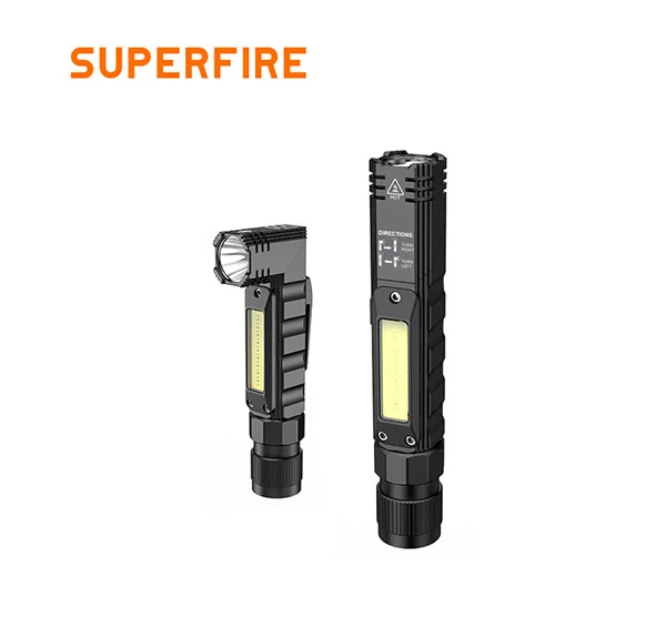 Manyetik taban ile SUPERFIRE G19 çok fonksiyonlu şarj edilebilir COB çalışma ışığı