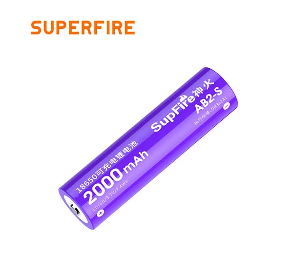 SUPERFIRE AB2-S 18650 pil 2000mAh 3.7 Volt şarj edilebilir lityum pil
