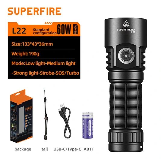 SUPERFIRE L22 süper parlak el feneri