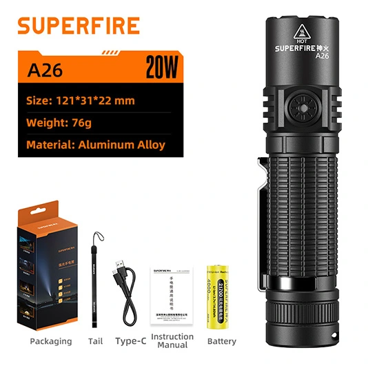 SUPERFIRE A26 yüksek parlaklık el feneri