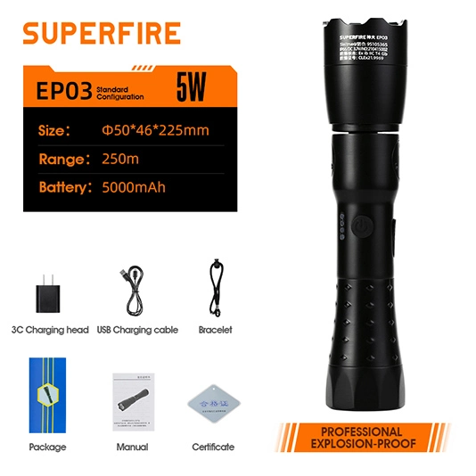 SUPERFIRE EP03 profesyonel patlamaya dayanıklı aydınlatma