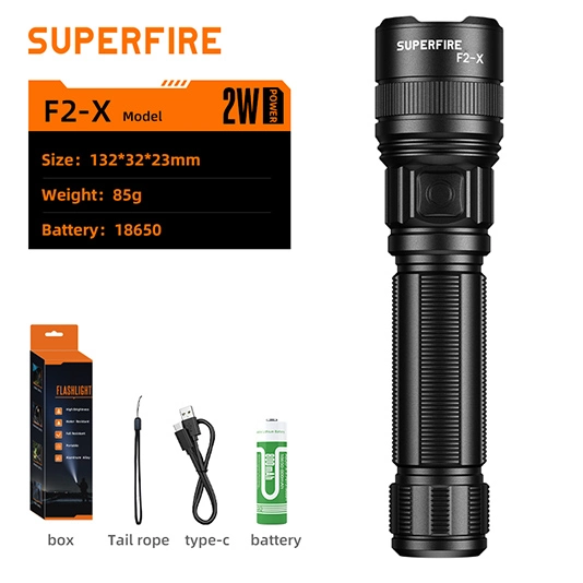 SUPERFIRE F2-X yakınlaştırılabilir Flahlight